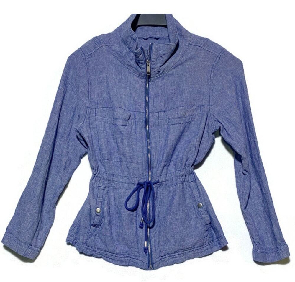 Old Navy Women's Light Blue Lightweight Zip Up Jacket Large Drawstring